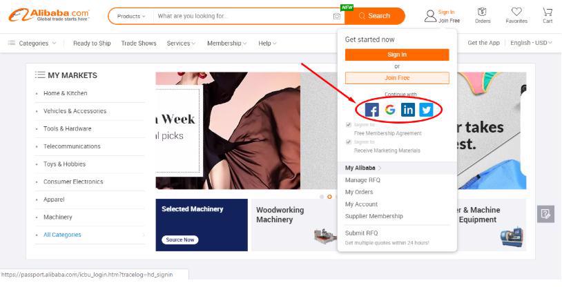 Đăng ký tài khoản Alibaba