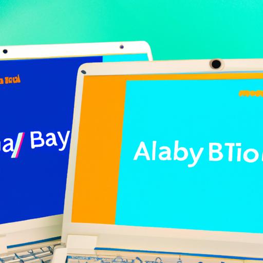 Màn hình laptop hiển thị trang web của Alipay và Taobao