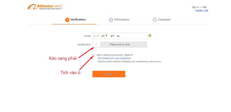 Xác thực tài khoản Alibaba